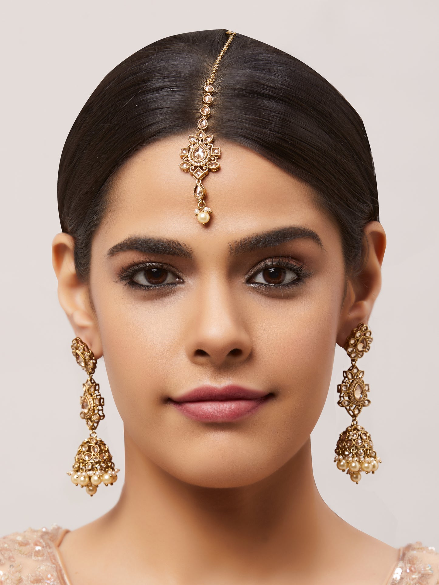 Kundan Pearl Earring with Mang Tikka ETD3