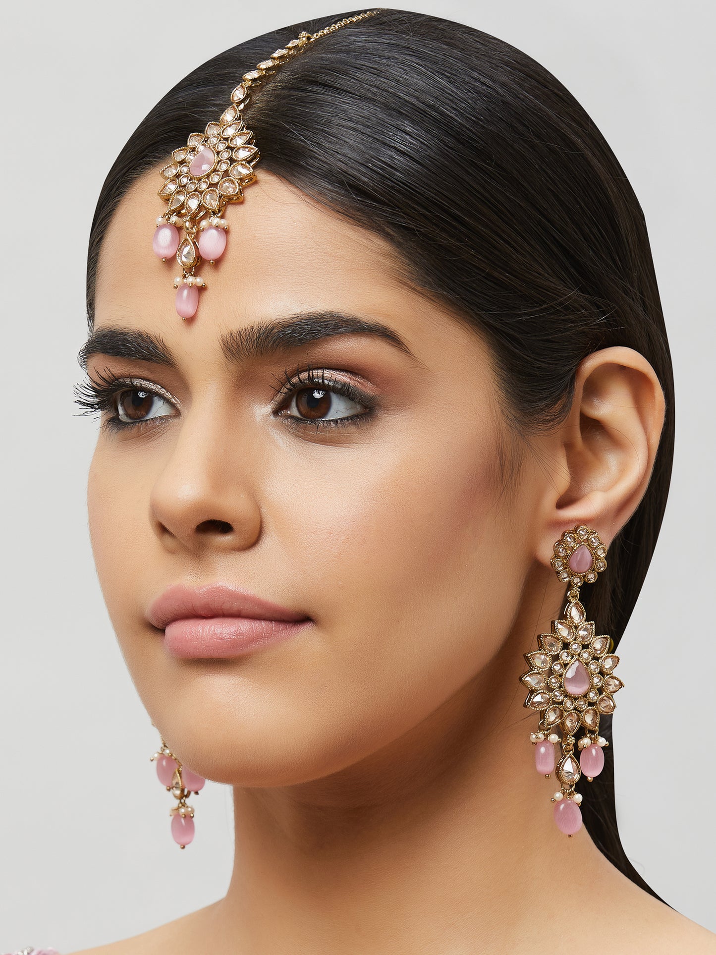 Kundan Pearl Earring with Mang Tikka ETD4