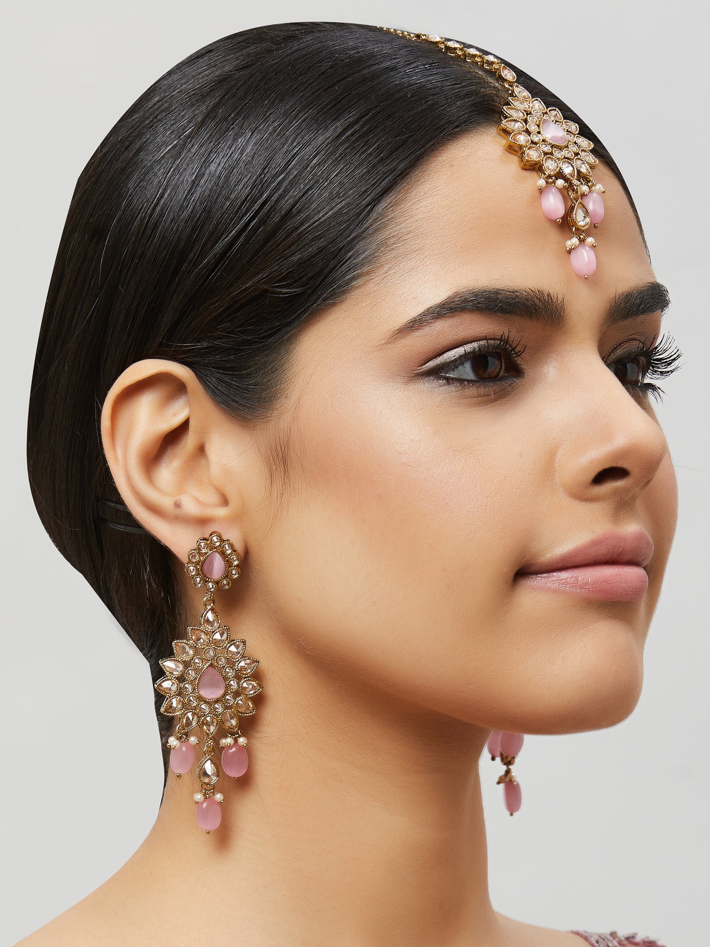 Kundan Pearl Earring with Mang Tikka ETD4