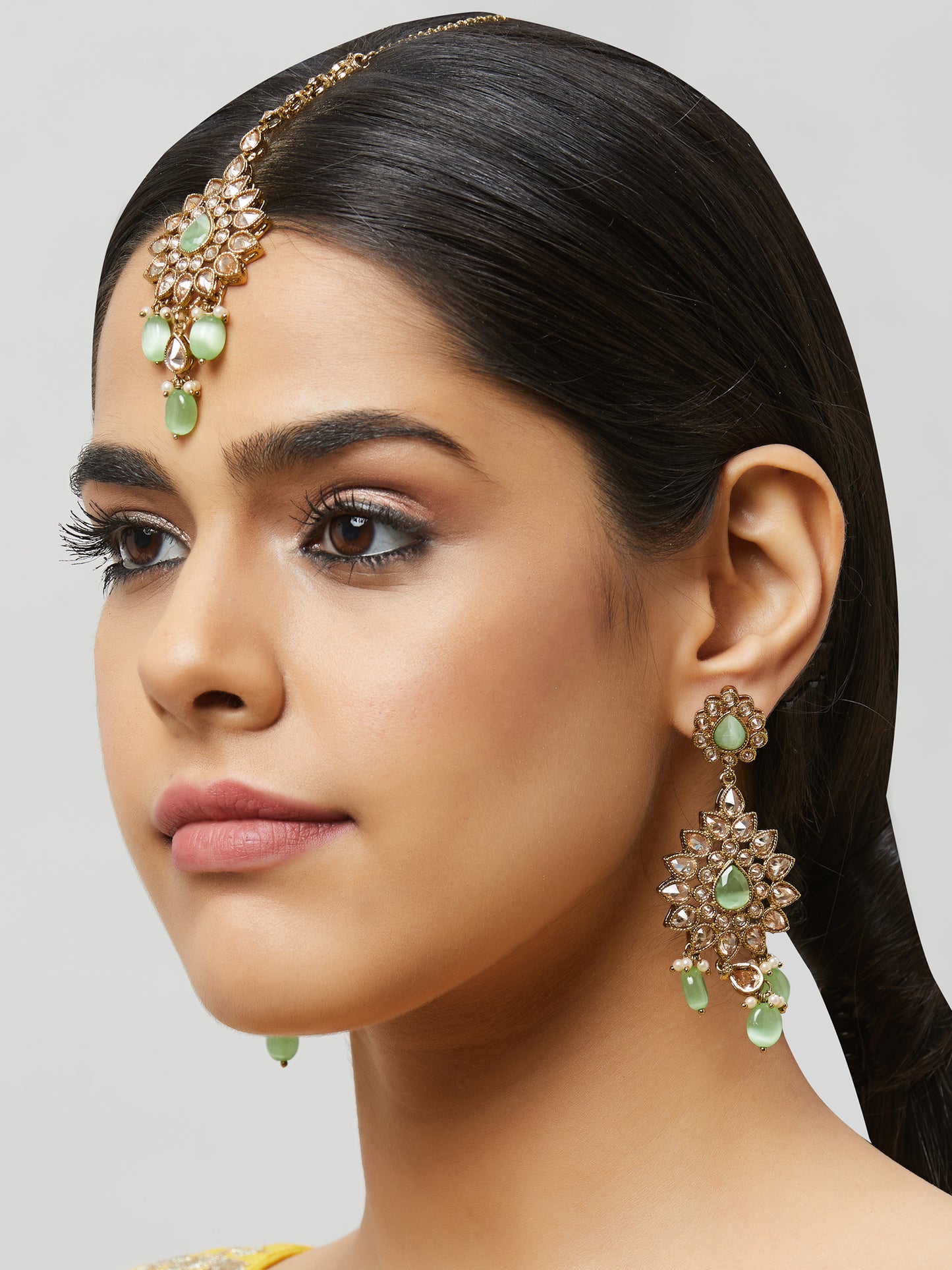 Kundan Pearl Earring with Mang Tikka ETD4