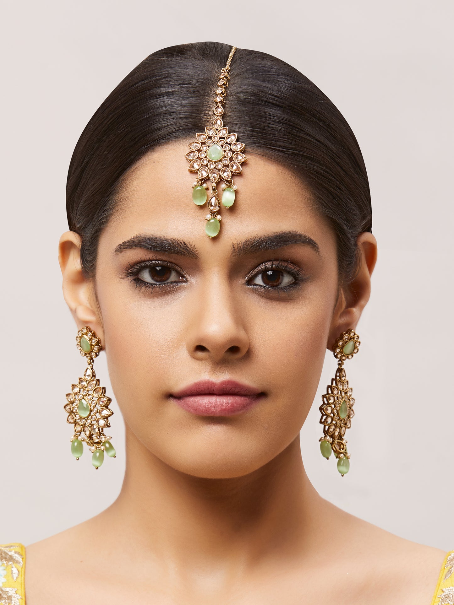 Kundan Pearl Earring with Mang Tikka ETD4