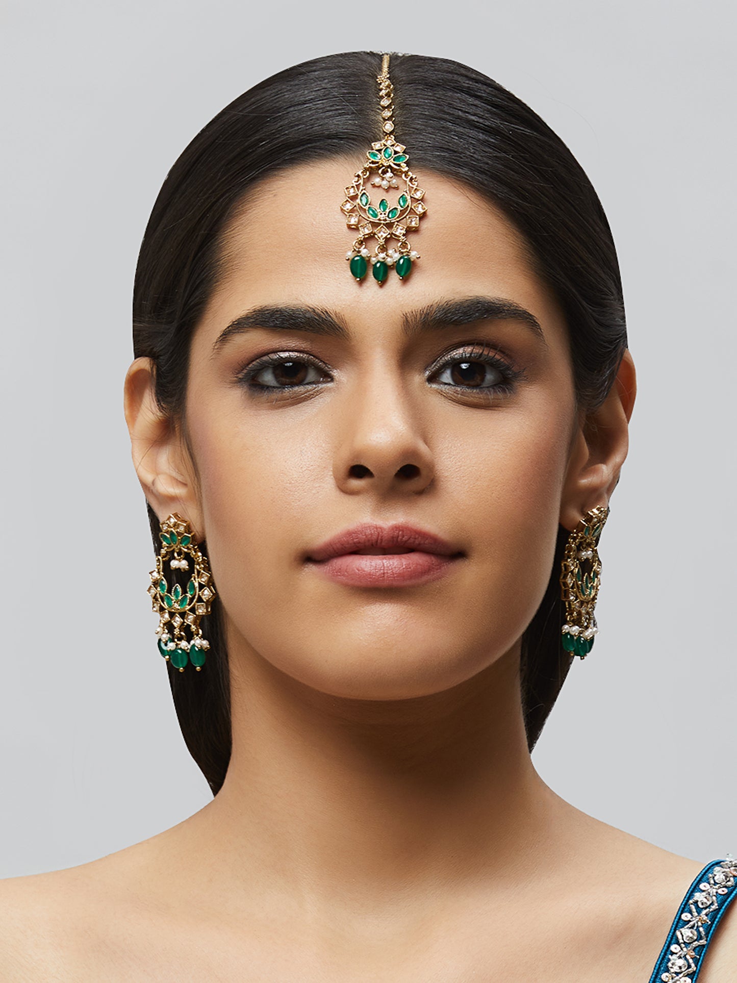 Kundan Pearl Earring with Mang Tikka ETD5