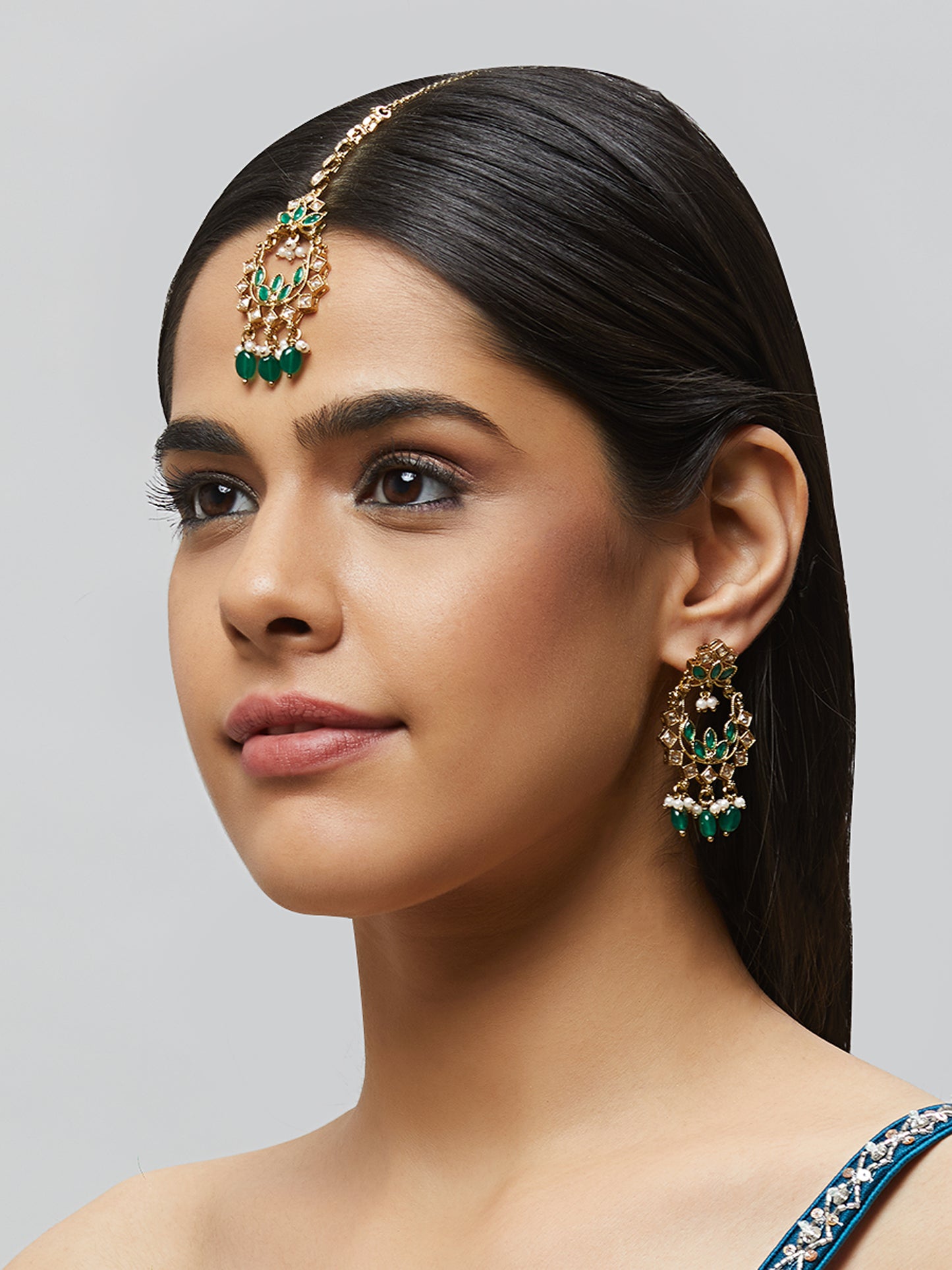 Kundan Pearl Earring with Mang Tikka ETD5