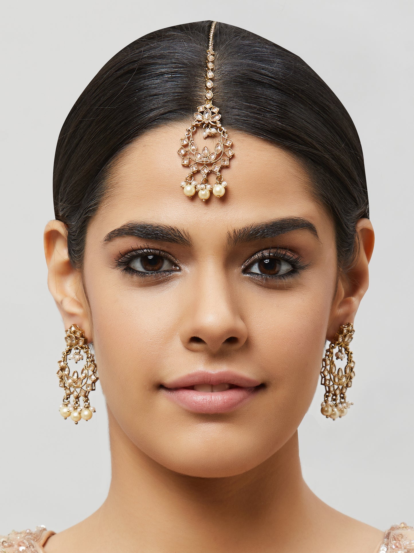 Kundan Pearl Earring with Mang Tikka ETD5