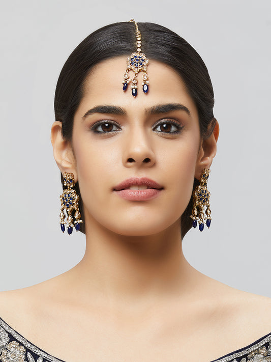 Kundan Pearl Earring with Mang Tikka ETD6