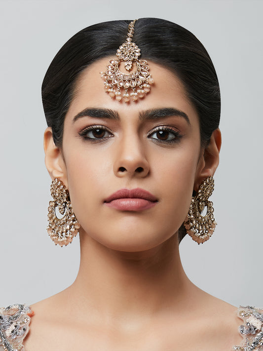 Kundan Pearl Earring with Mang Tikka ETD7