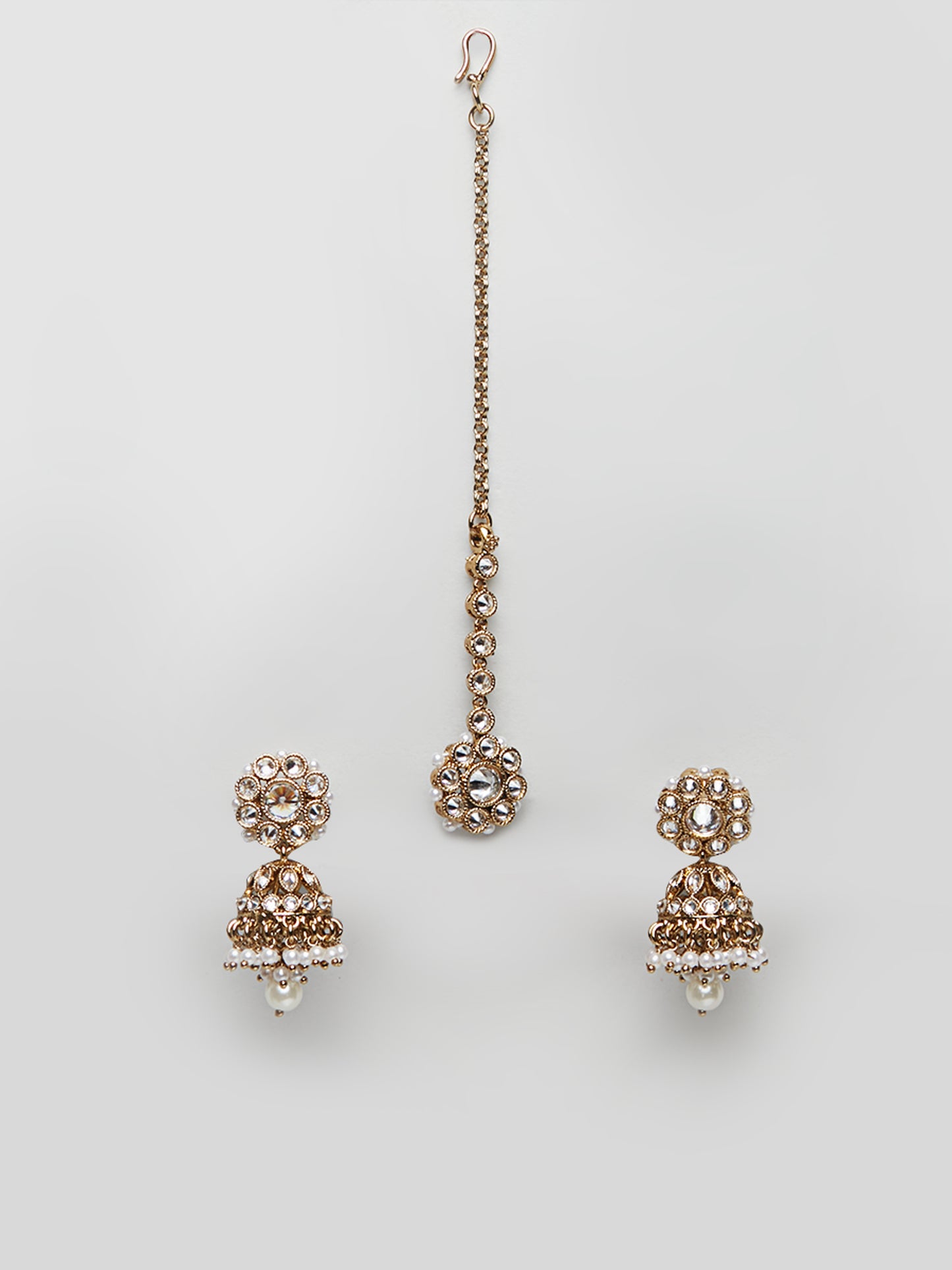 Kundan Pearl Earring with Mang Tikka ETD8