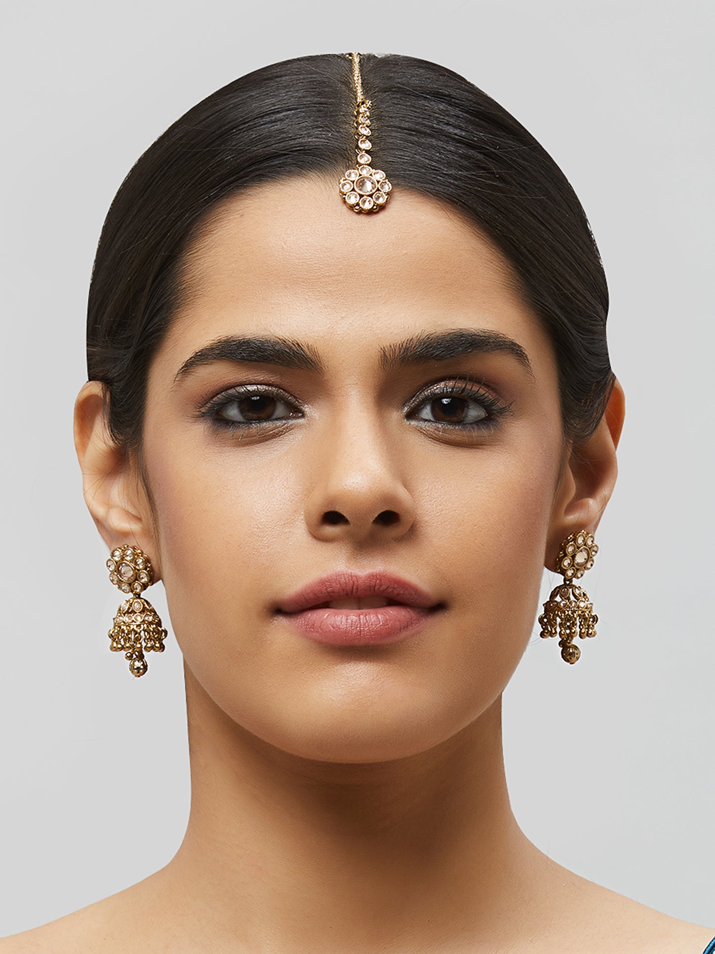 Kundan Pearl Earring with Mang Tikka ETD8