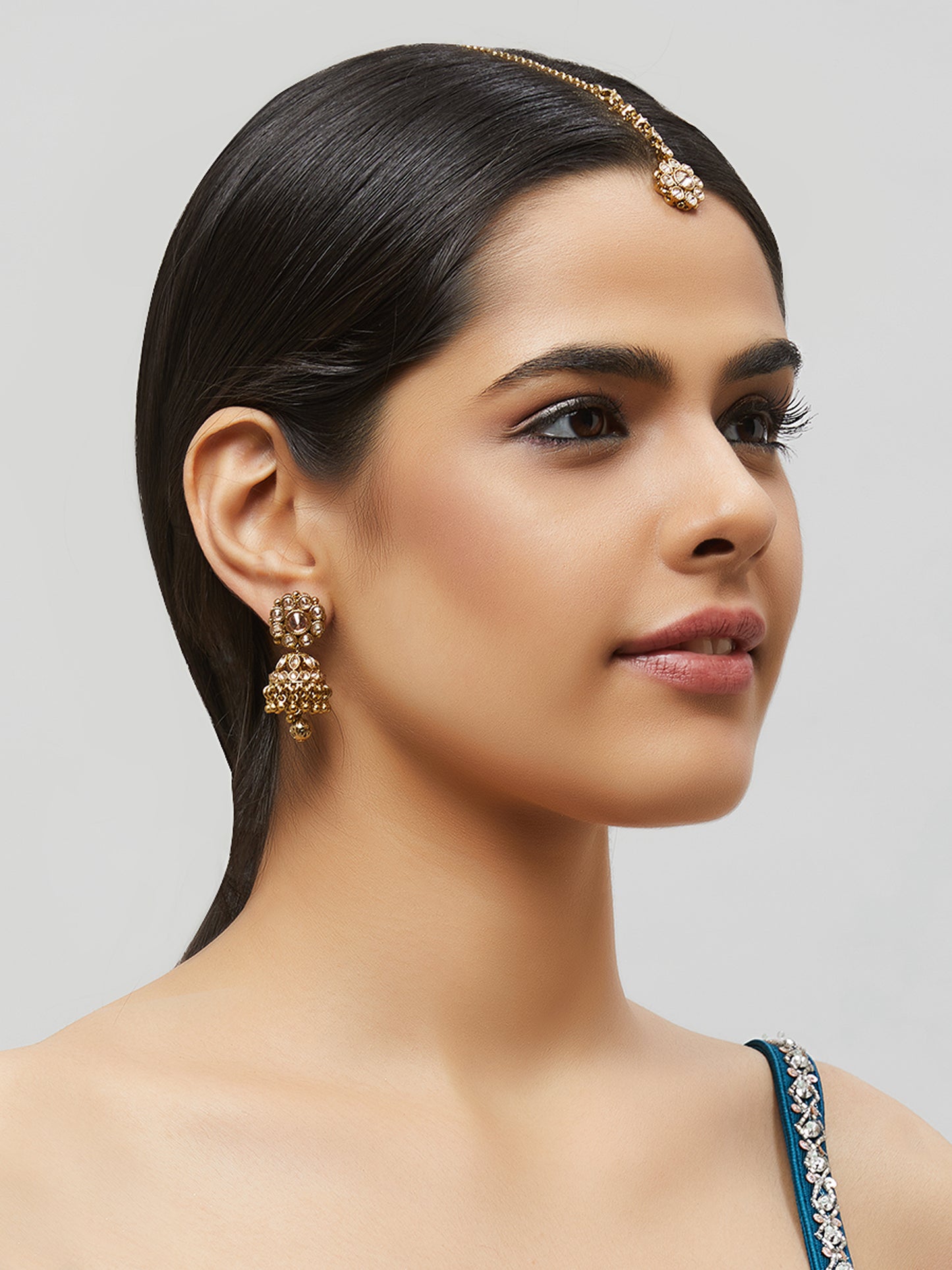 Kundan Pearl Earring with Mang Tikka ETD8