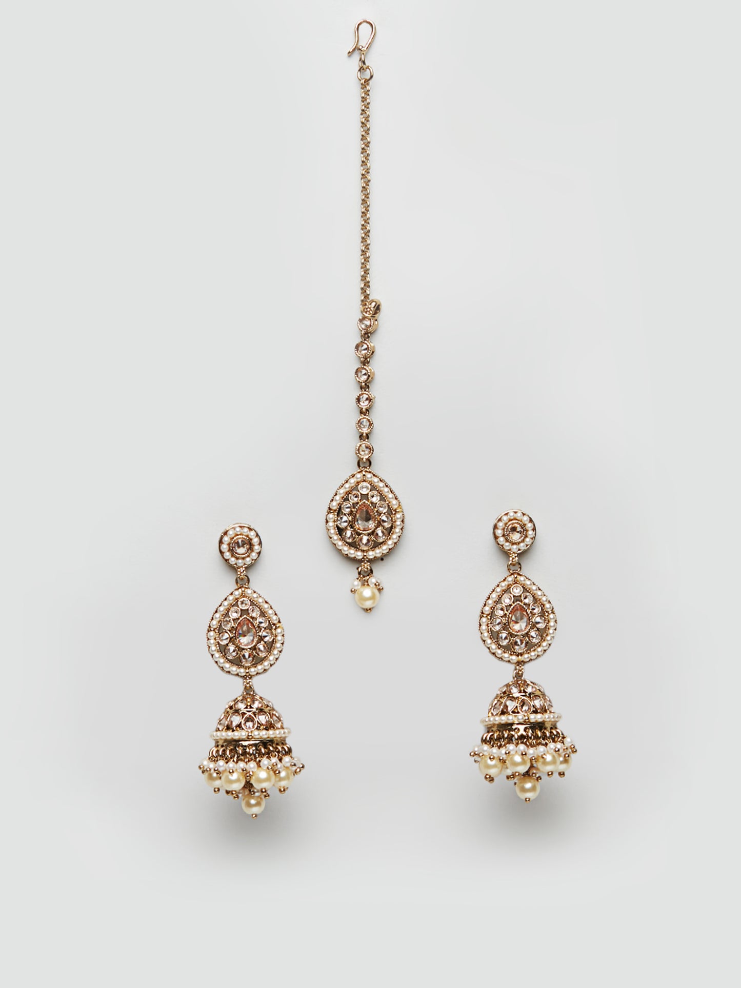 Kundan Pearl Earring with Mang Tikka ETD9