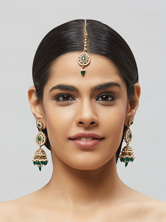 Kundan Pearl Earring with Mang Tikka ETD9