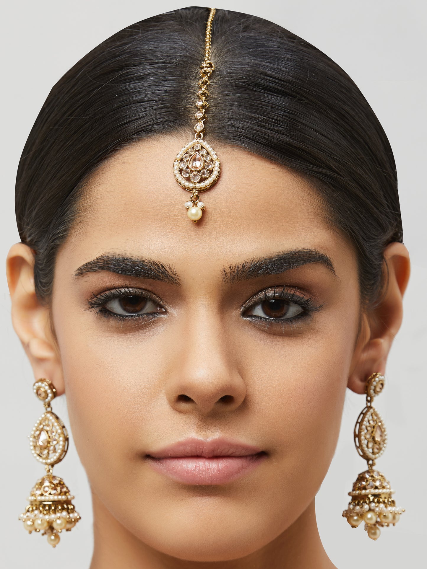 Kundan Pearl Earring with Mang Tikka ETD9