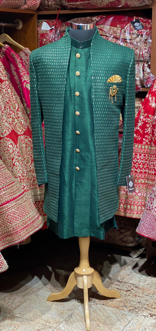 Emerald Green Indo Western Sherwani