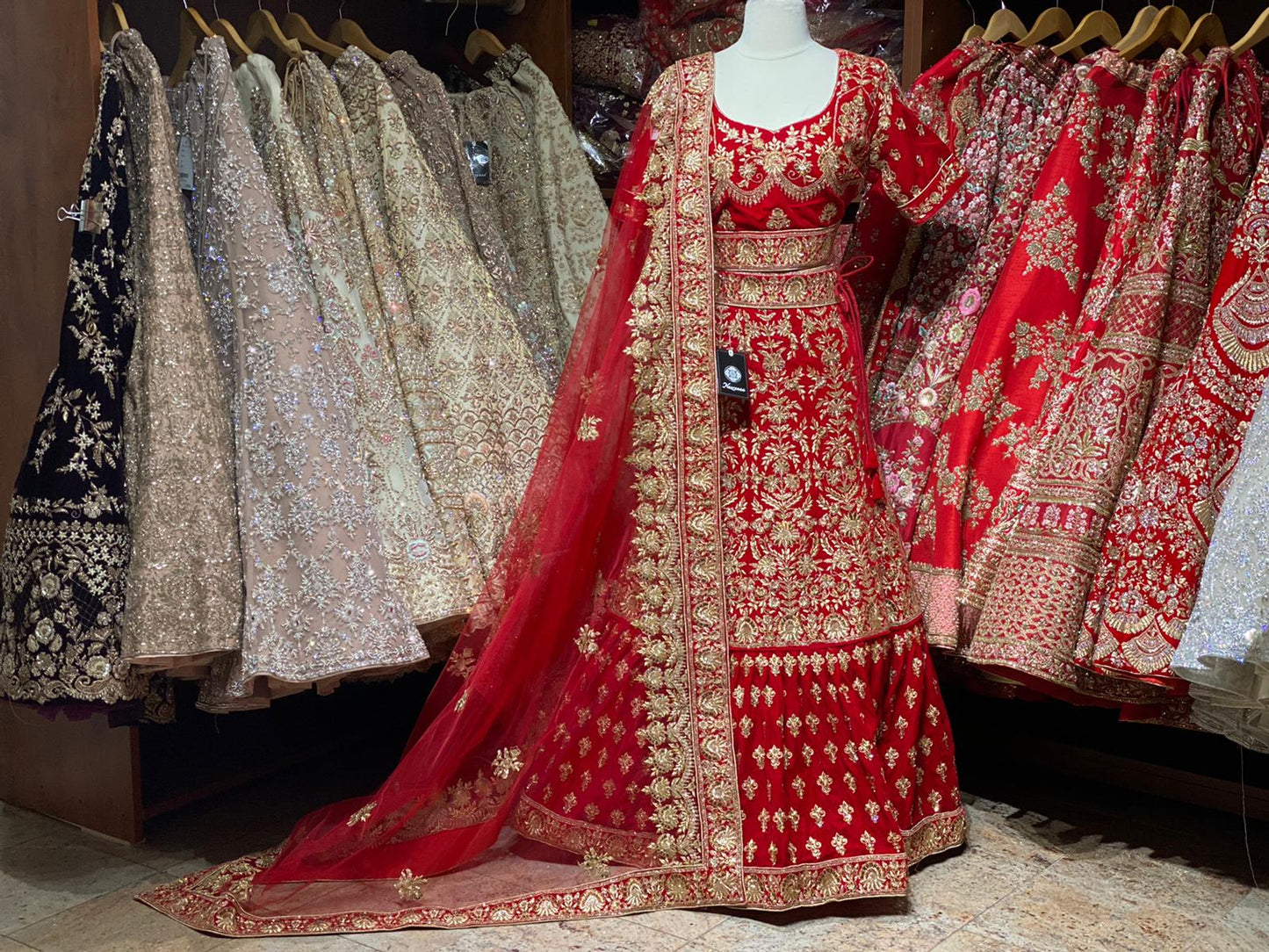 Fire Brick Red Party Wear Lehenga PWL-009