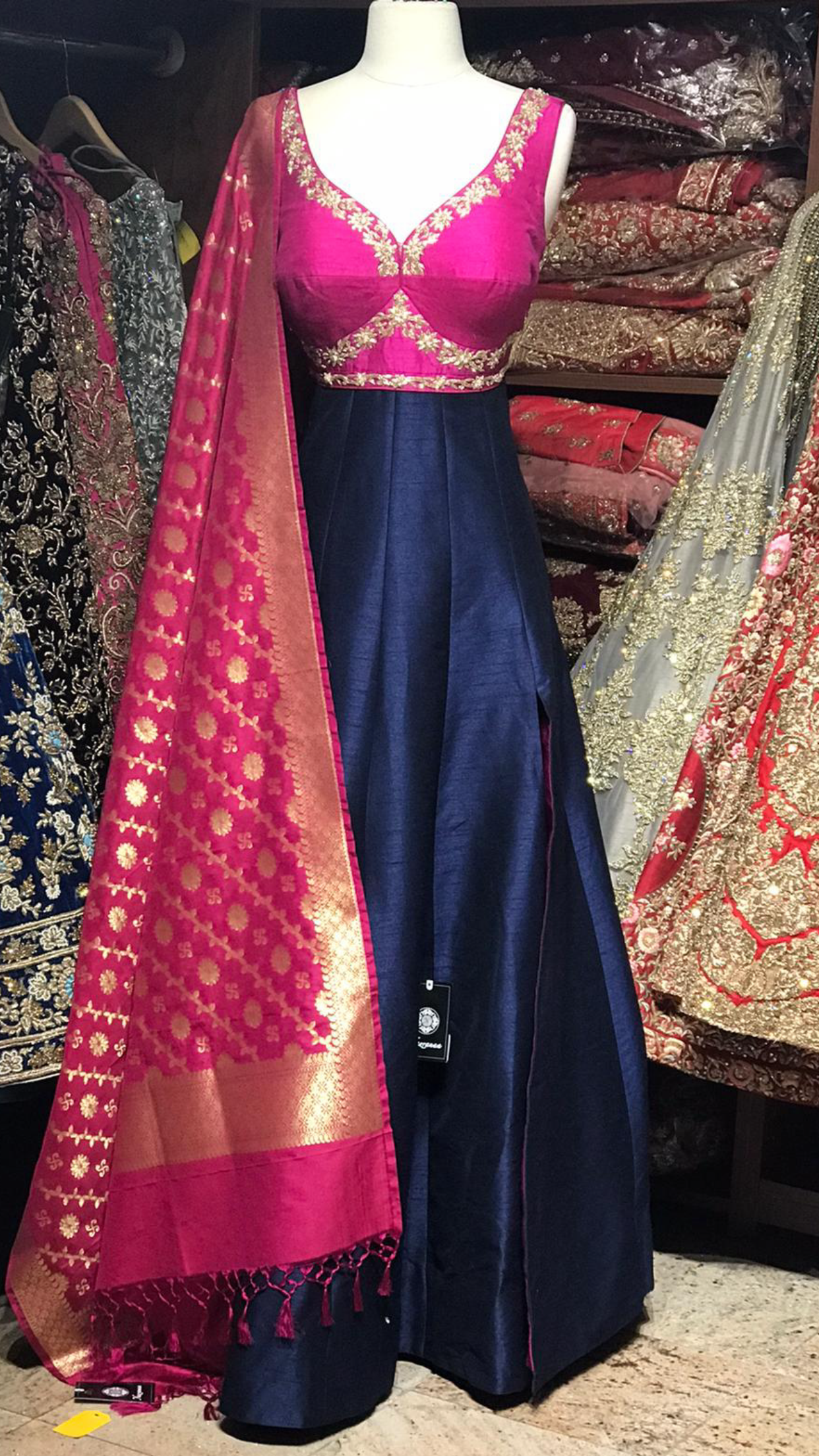 Pink Navy Size 38 Anarkali