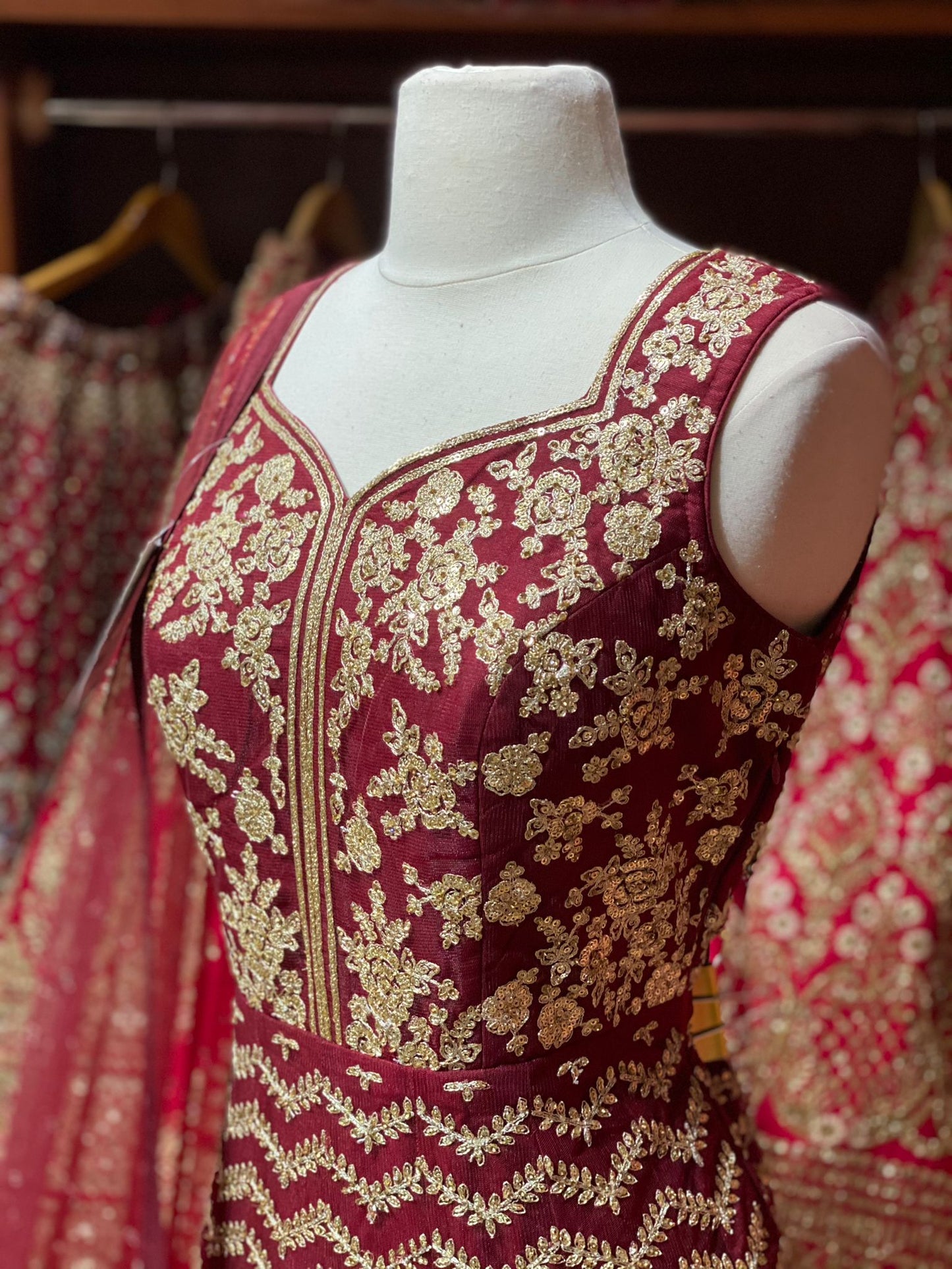 Rosewood Red Anarkali PWA-041