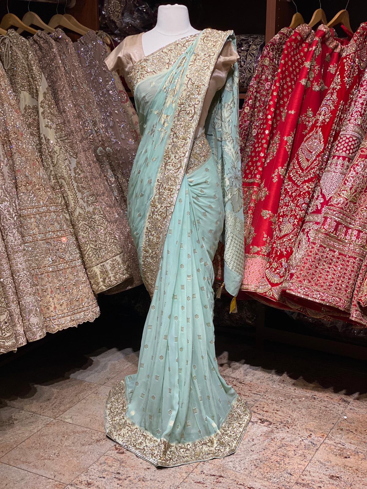 Sage Green Chiffon Saree PWS-020