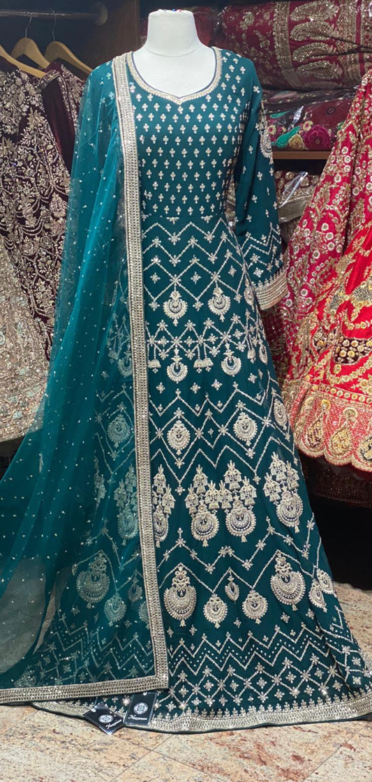 Teal Green Anarkali PWA-024