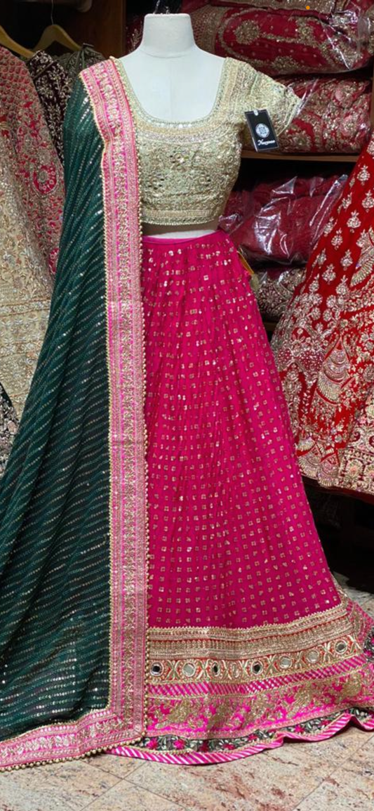 Hot Pink Party Wear Lehenga PWL-087