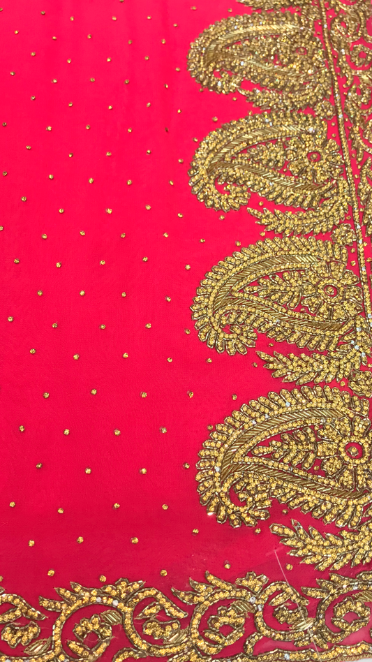 Pink Stonework Saree