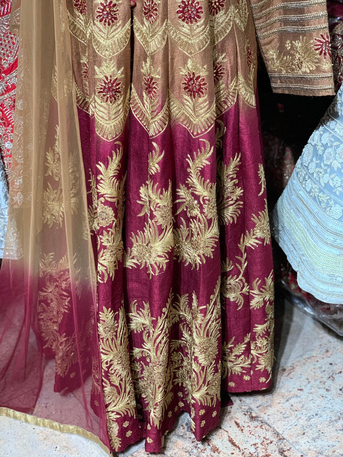 Brown Maroon Size 44 Anarkali