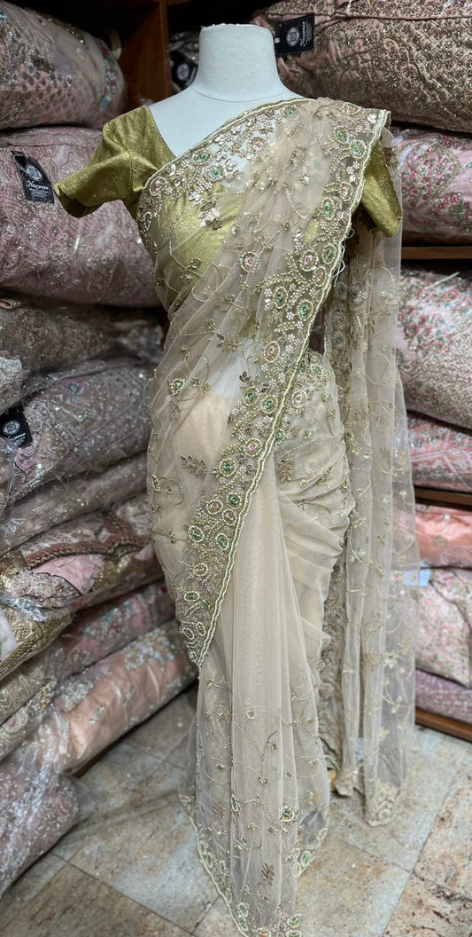 Beige Cream Saree PWS-179