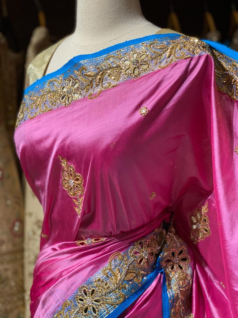 Pink And Blue Pure Silk Kanjeevaram Saree PSK-02