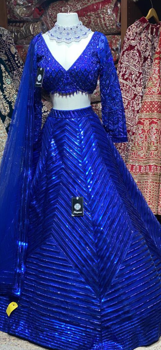 Dazzling Egyptian Blue Bridal Wear Lehenga BWL-077