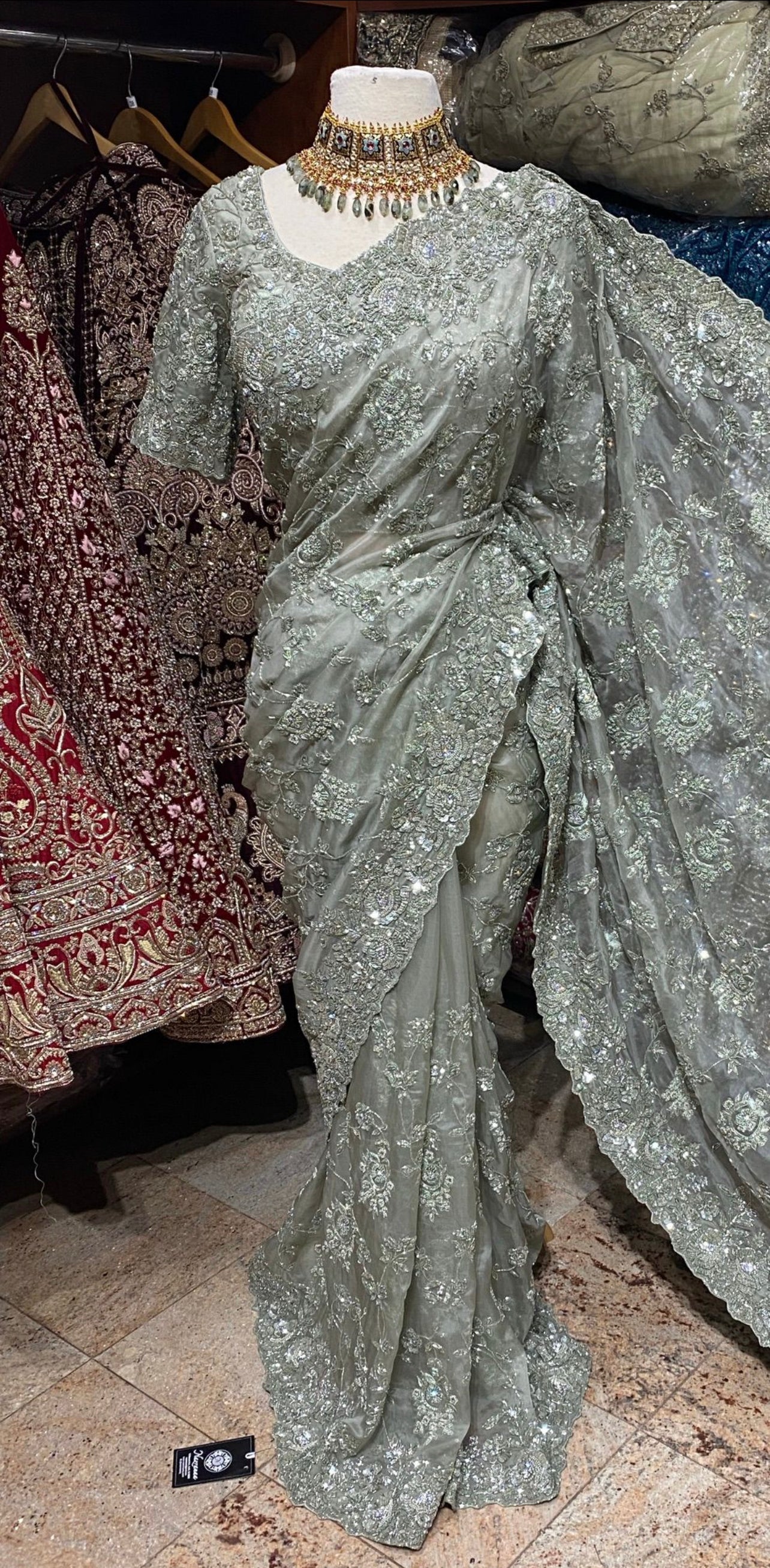 Sage Green Saree PWS-172