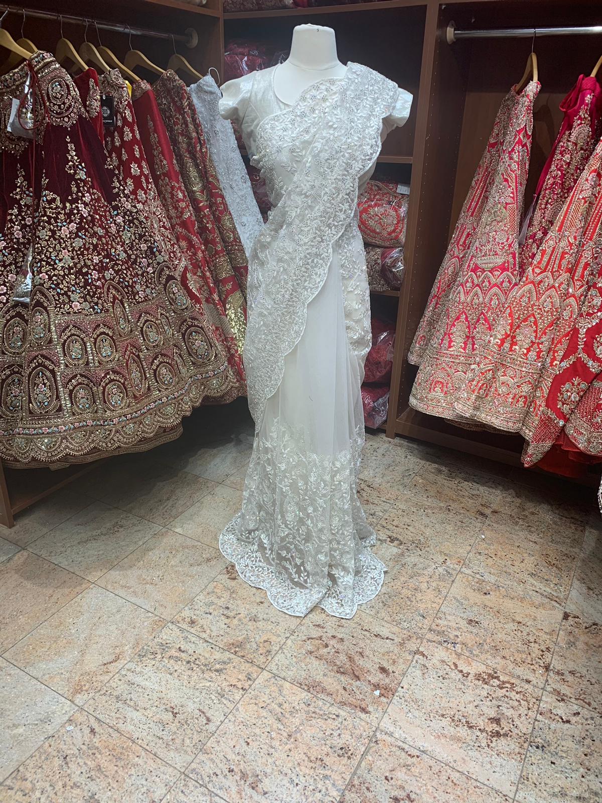 Vista White Saree PWS-075