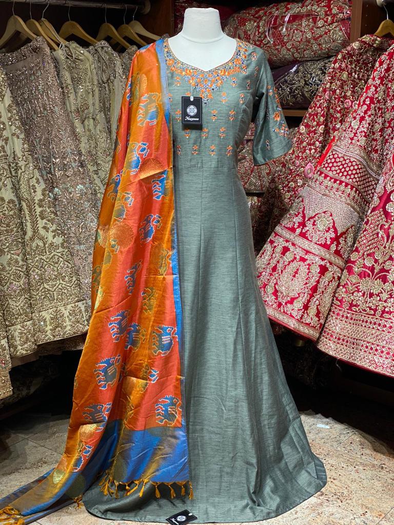 Slate Grey XXL Anarkali PWA-002