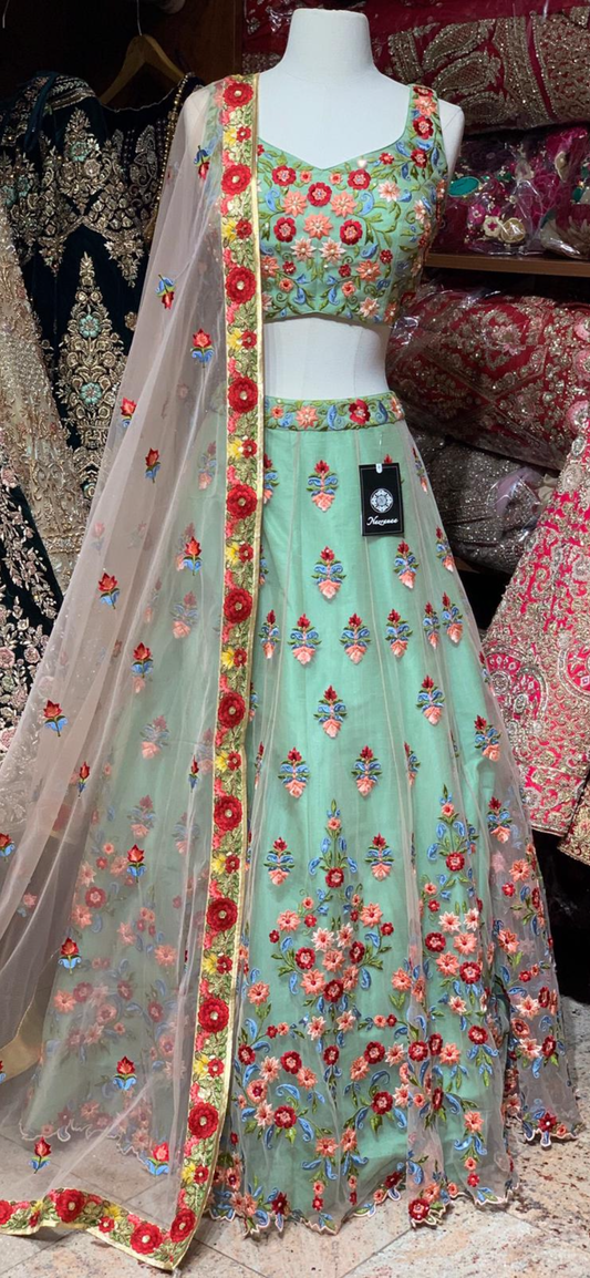 Sage Green Party Wear Lehenga PWL-070