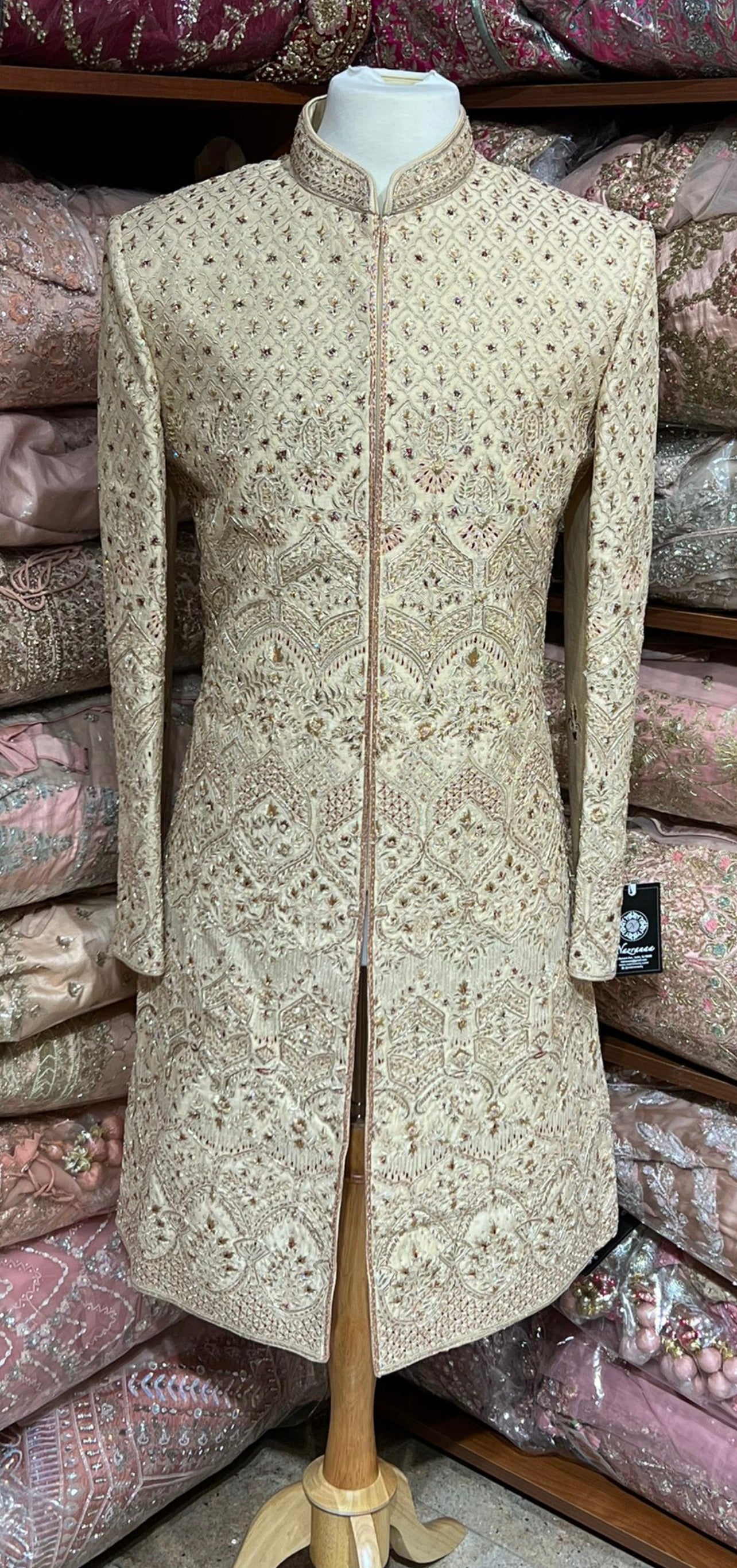 Cream Resham Embroidered Sherwani- R14-N88