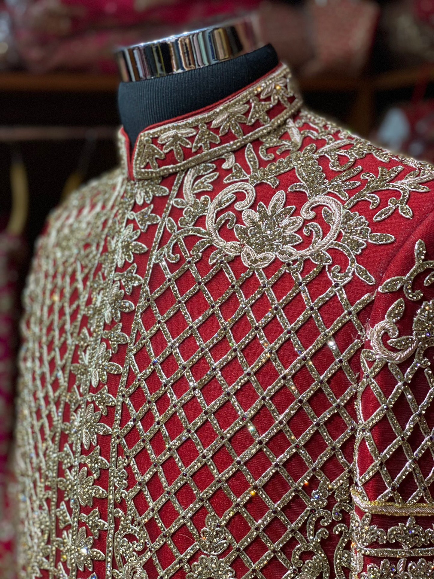 Maroon Raw Silk Royal Wedding Sherwani-S13-1196