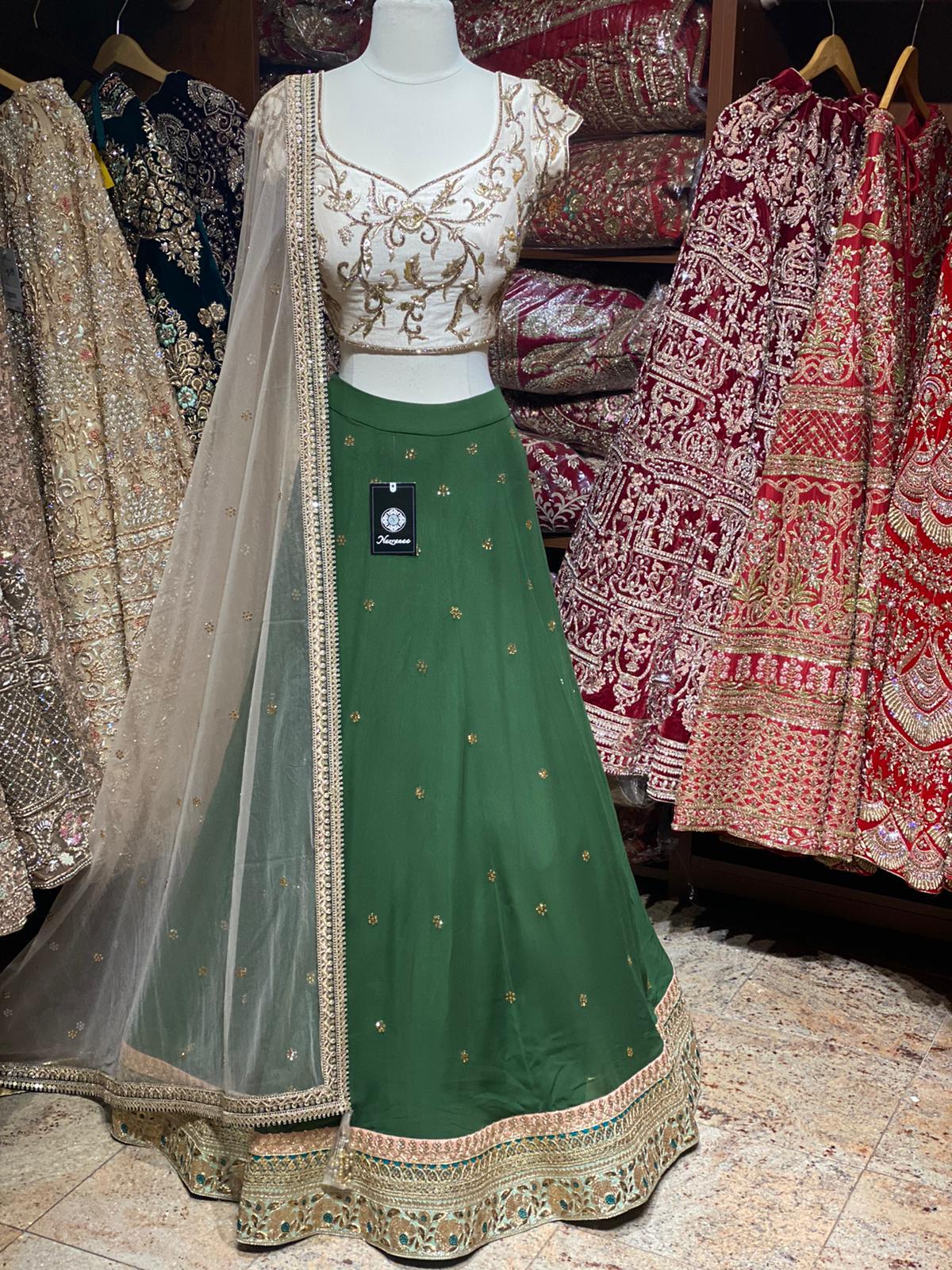 Dark Green Party Wear Lehenga PWL-060