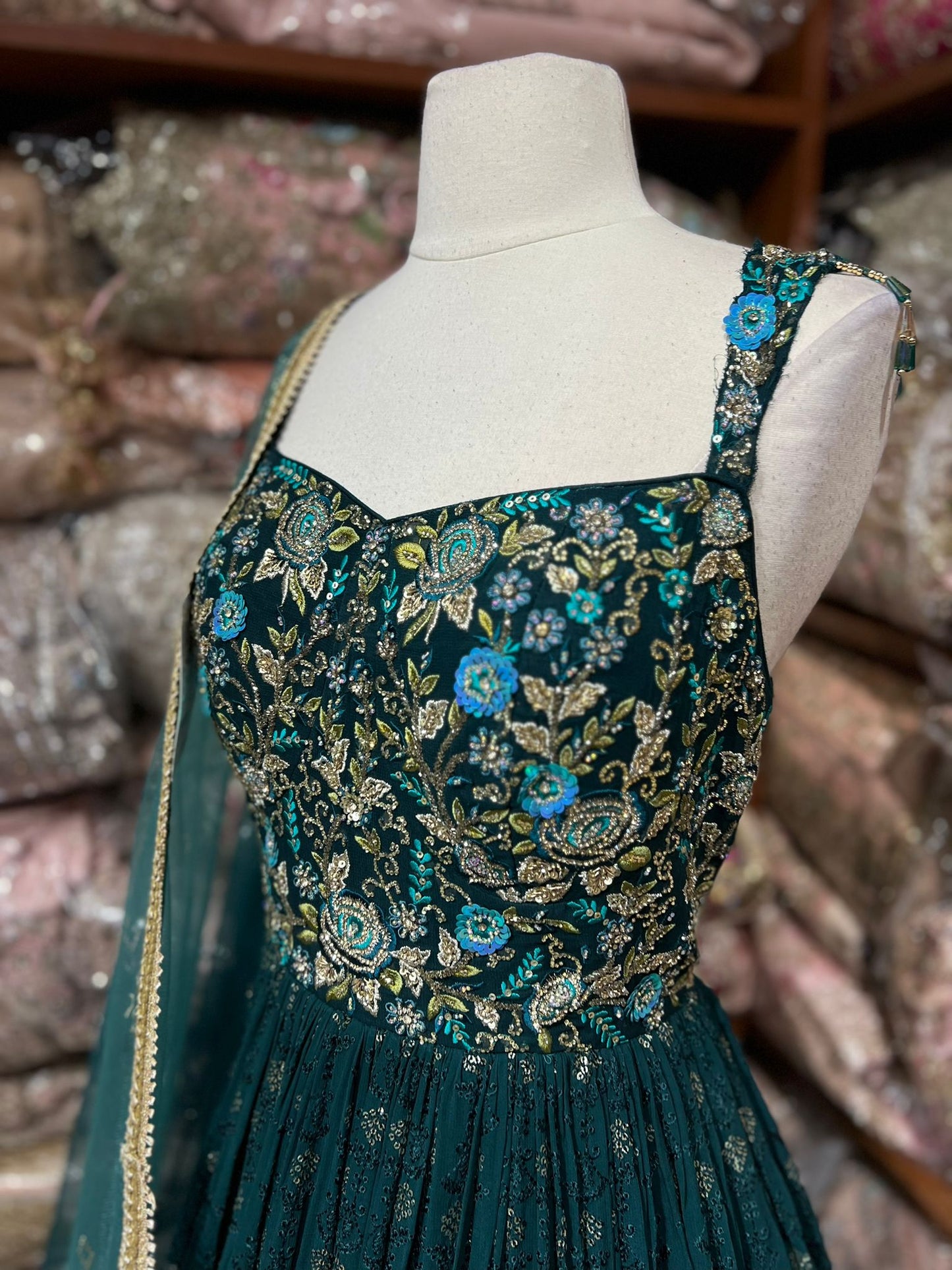 Midnight Green Anarkali PWA-139