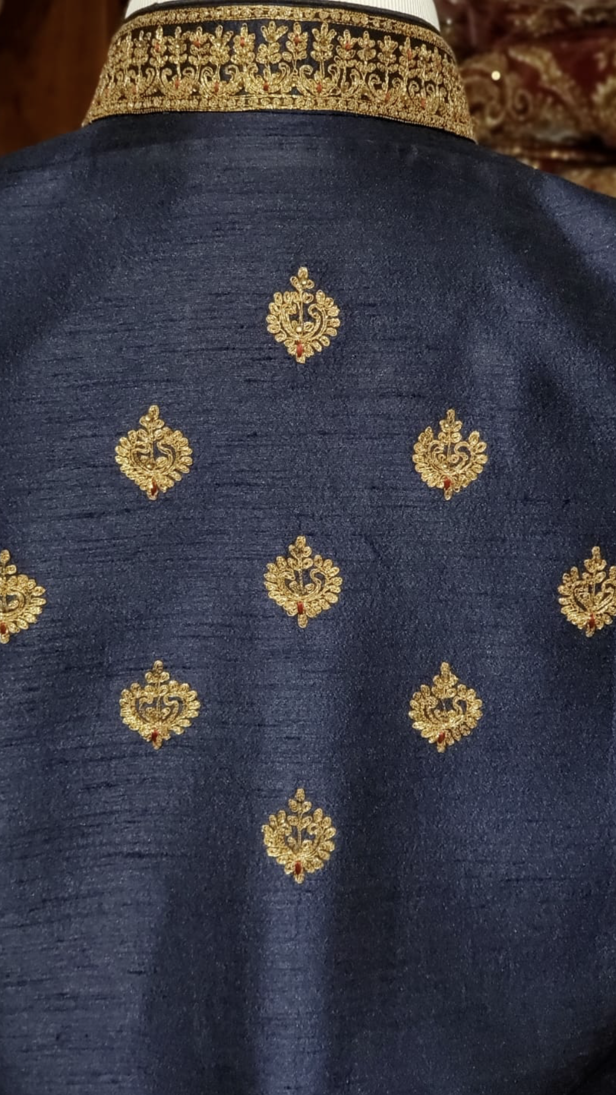 Navy Raw Silk Sherwani