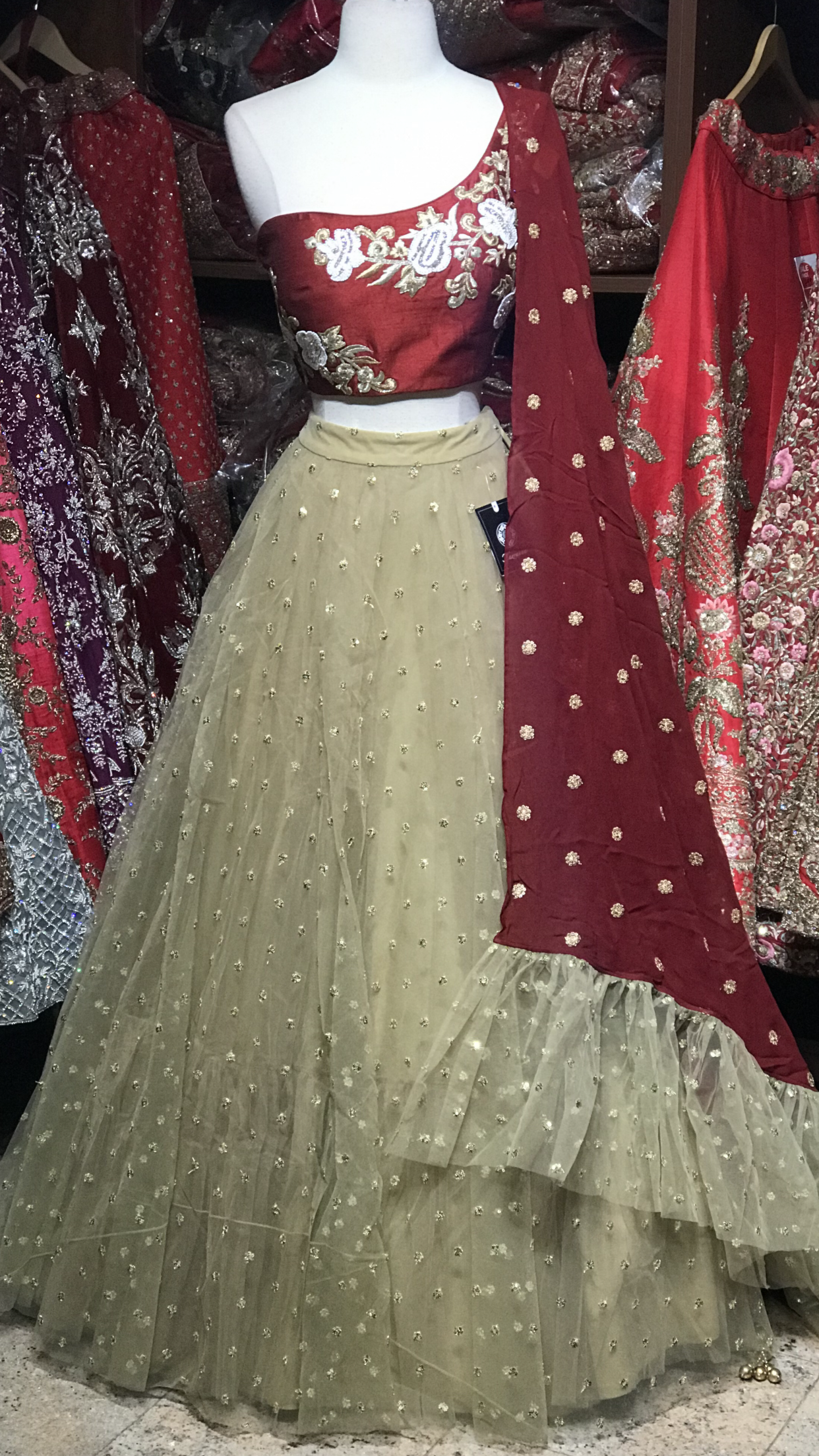 Gold Maroon Size 38 Lehenga