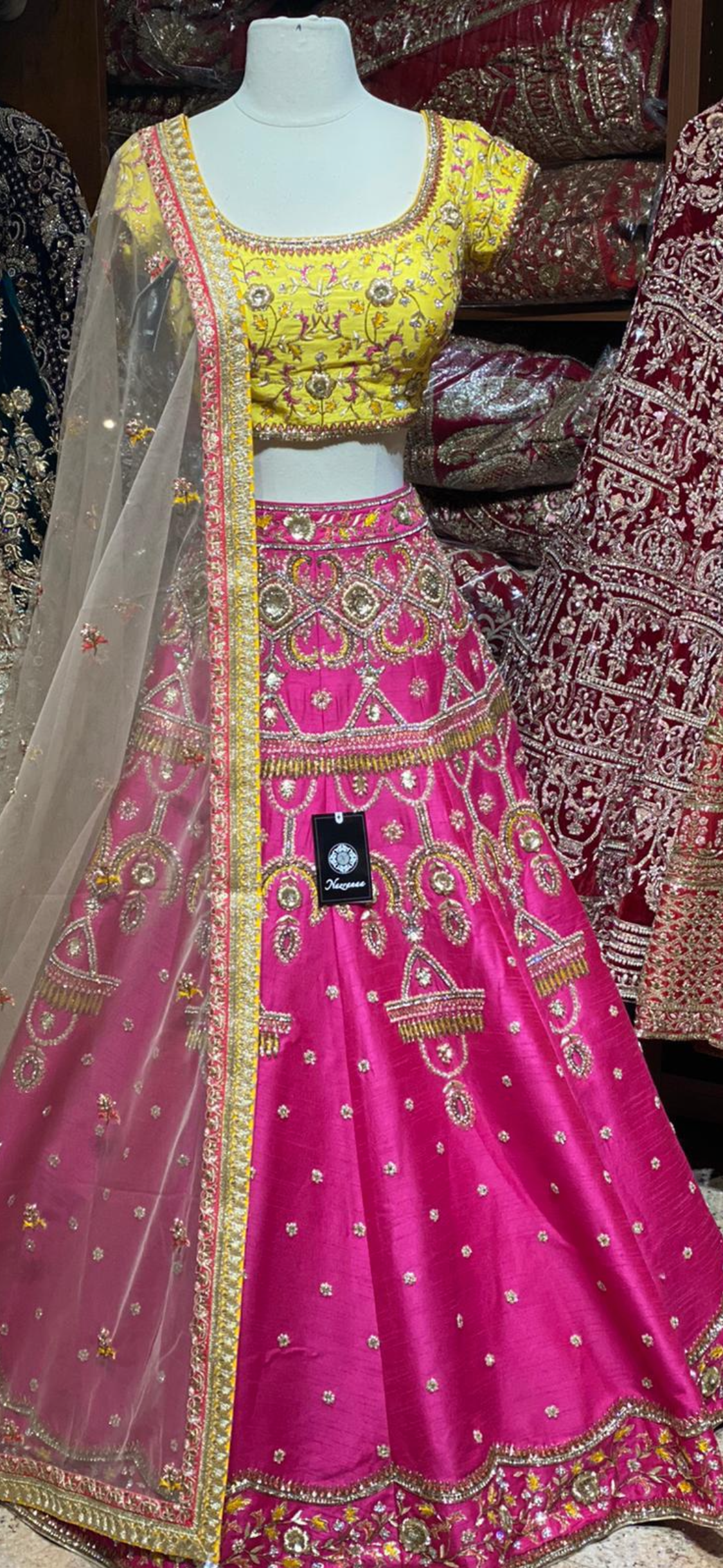 Fuschia Pink Party Wear Lehenga PWL-053