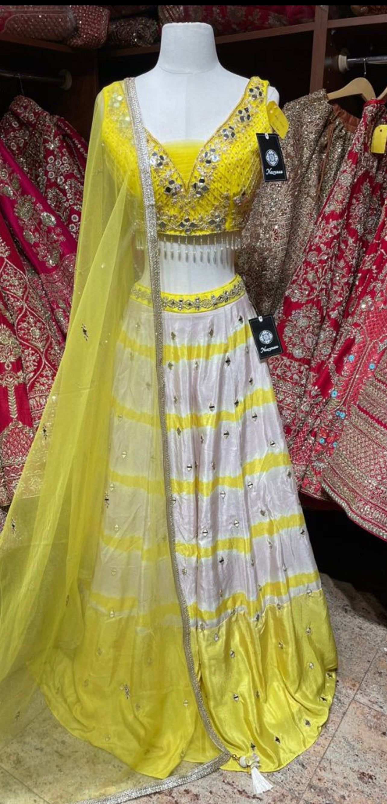 Sunset Yellow & Grey New Era Party Wear Collection PWL-269