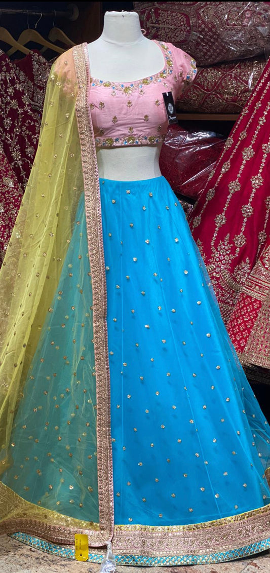 Electric Blue Party Wear Lehenga PWL-142