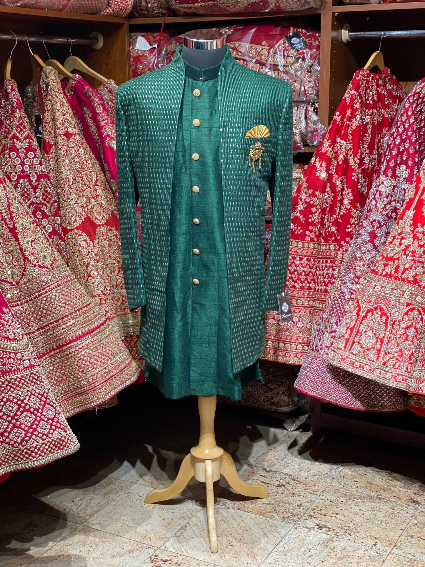 Emerald Green Indo Western Sherwani