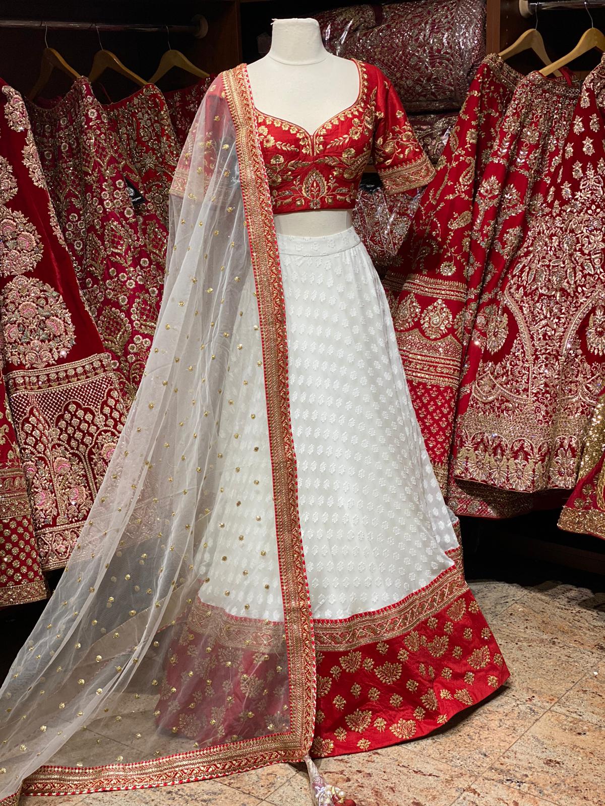 Exclusive Red & White Party Wear Lehenga PWL-085