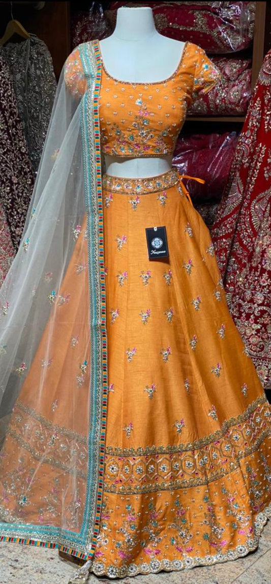 Tangerine Orange Party Wear Lehenga PWL-094