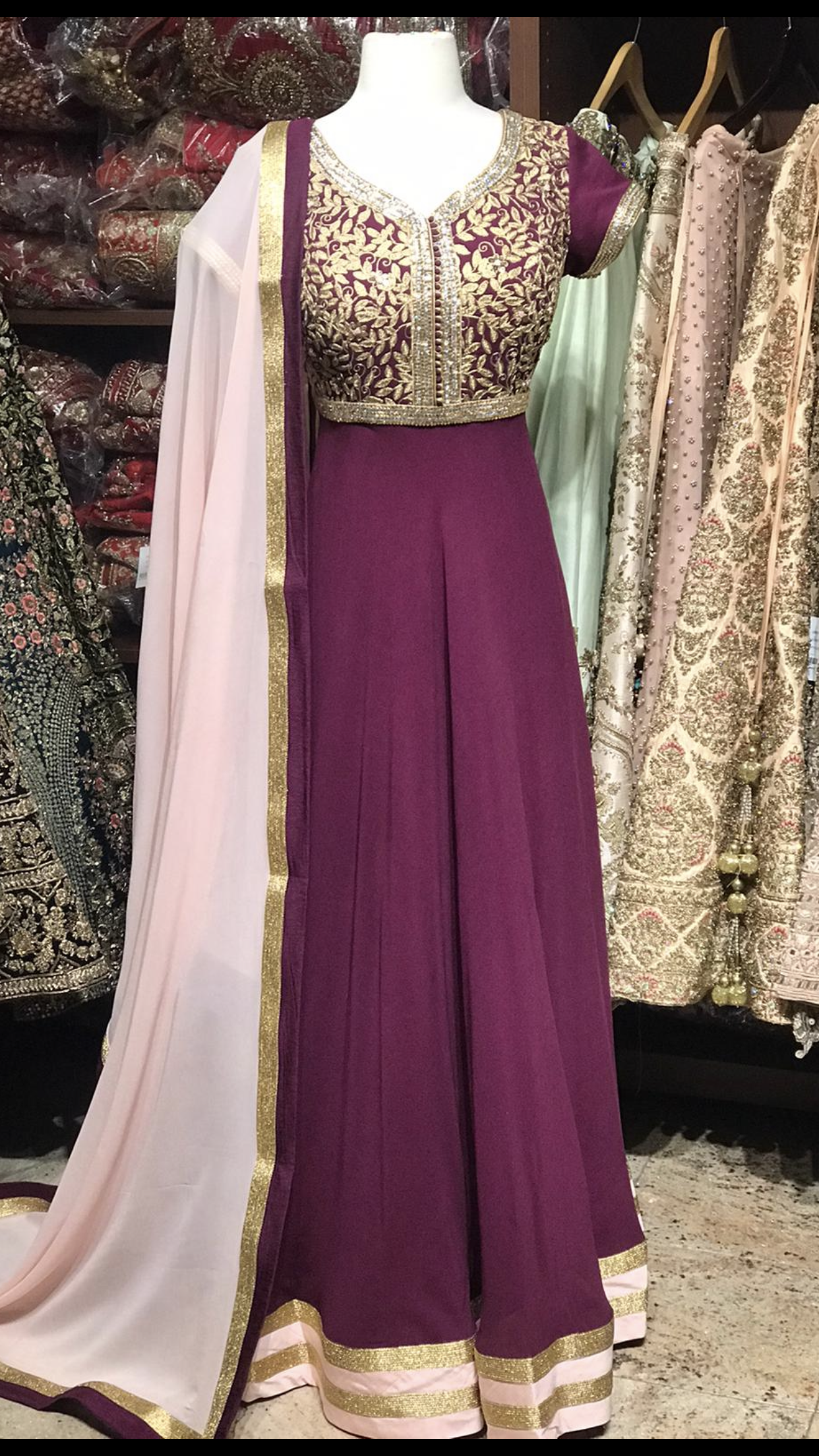 Purple Georgette Bridesmaids Anarkali