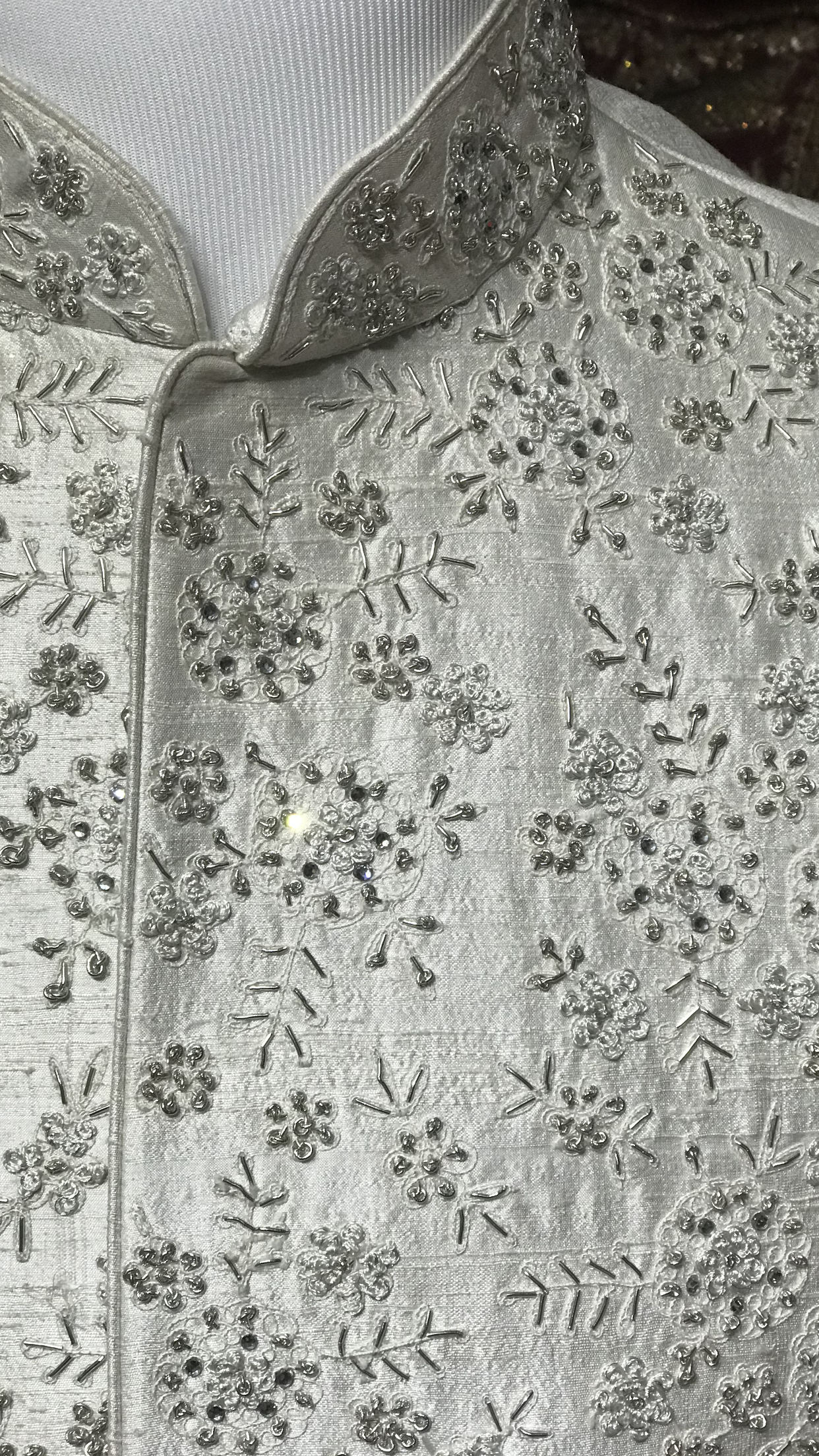 White Floral Embroidery Sherwani