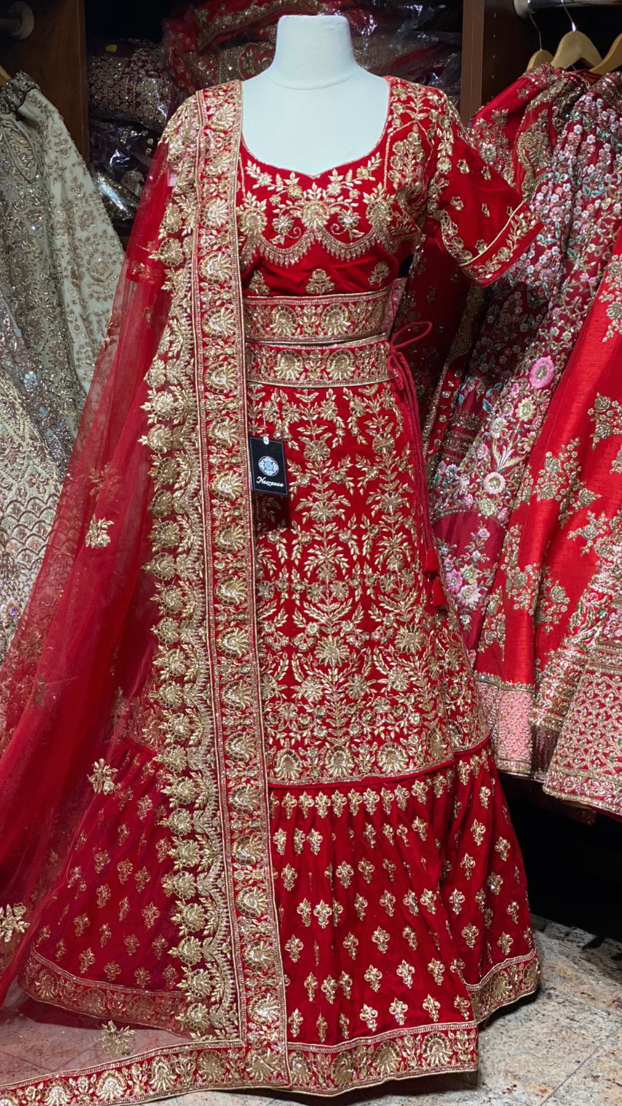 Fire Brick Red Party Wear Lehenga PWL-009