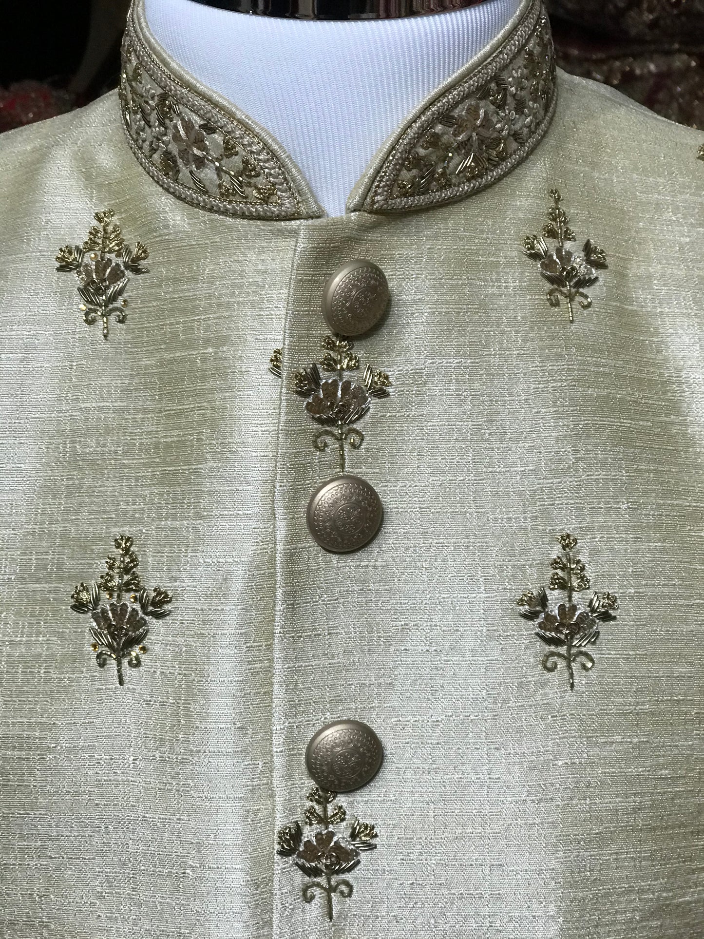 Light Gold Raw Silk Sherwani