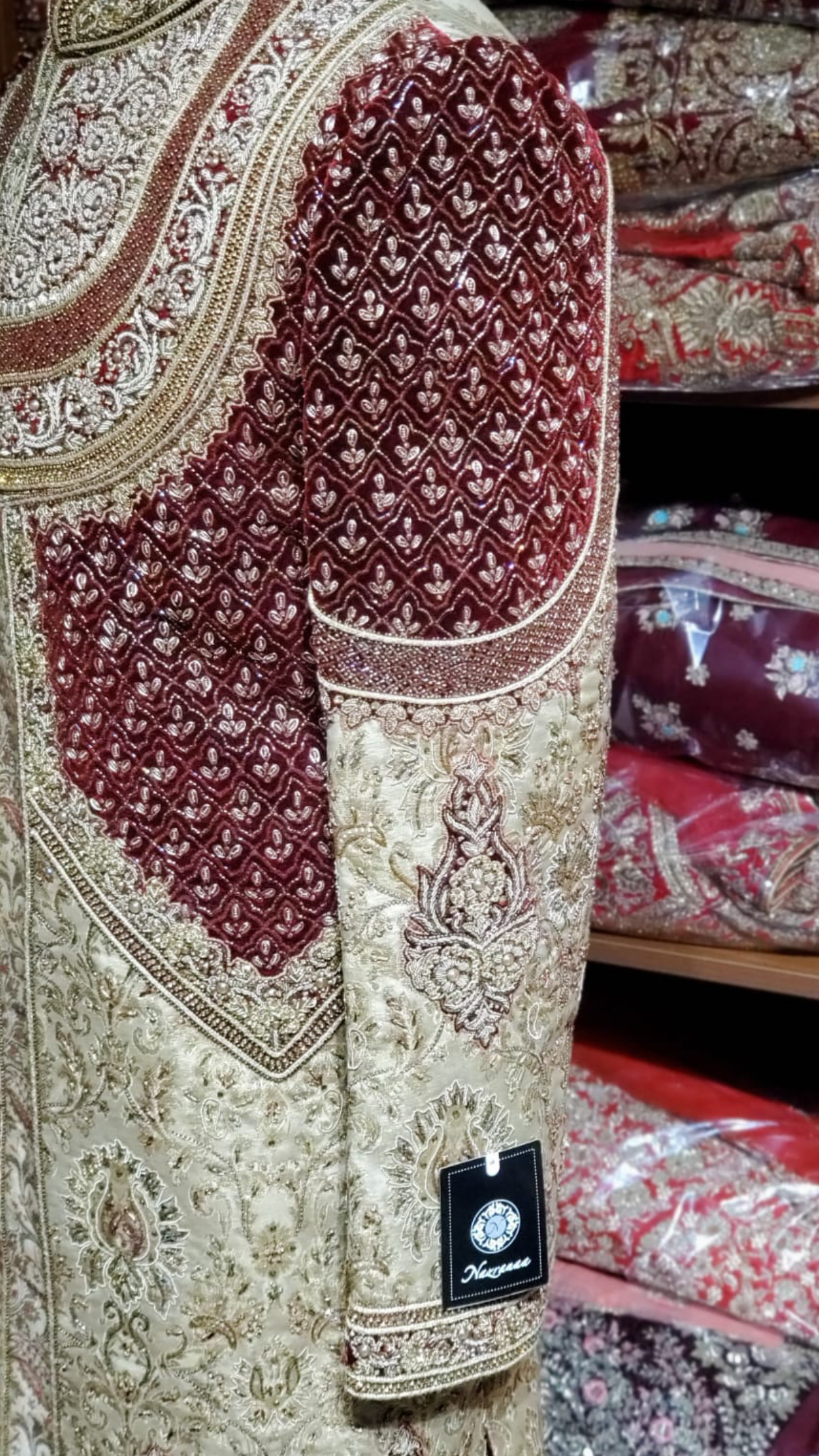 Gold Maroon Groom's Sherwani