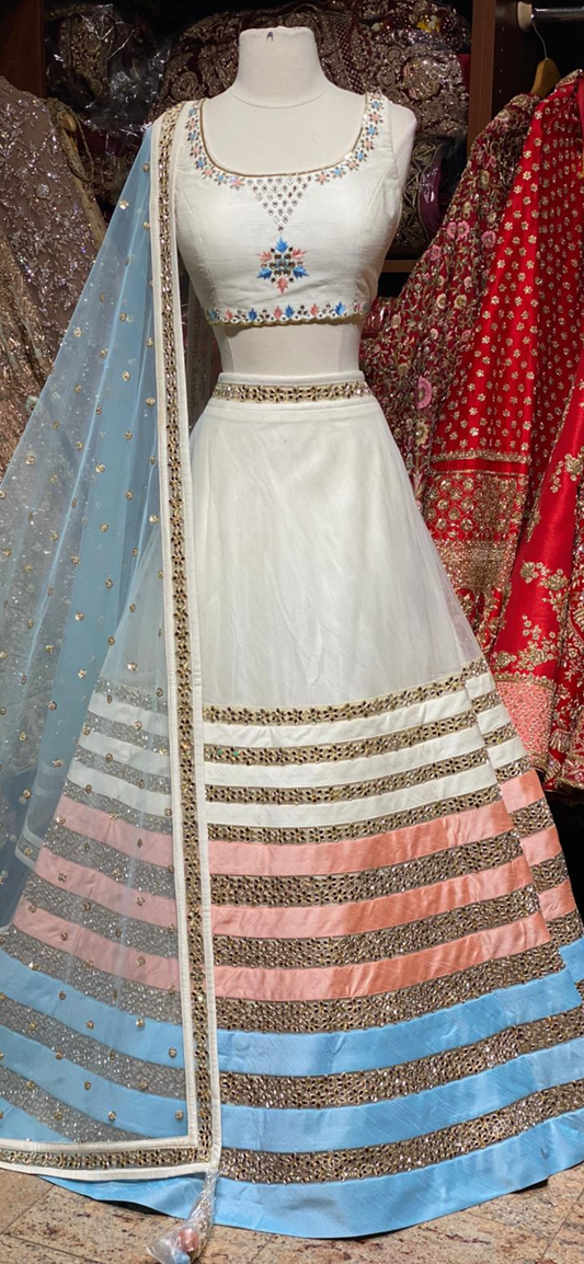 Coconut White Party Wear Lehenga PWL-021